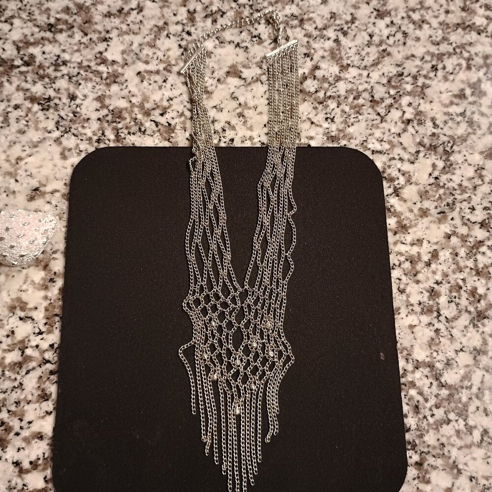 Net multi layered style necklace costume jewelry for all occasions with stones